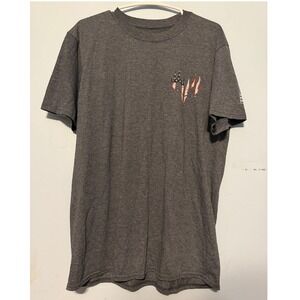 Buck Wear Men's Large T-Shirt Gray Freedom American Graphic Deer Skull LG  0209